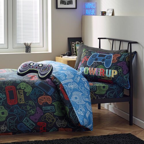 Catherine Lansfield Crna dječja posteljina za krevet za jednu osobu 135x200 cm Power Up Gamer &amp;ndash; Slike