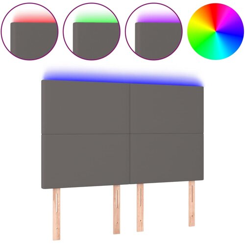 Maison Chic led posteljno vzglavje - vzglavna omarica - nočna omarica sivo 144x5x118/128 cm umetno usnje, (21711144) Cene