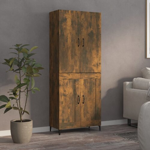 VidaXL Visoka komoda dimljen hrast 70x34x180 cm inženirski les Slike