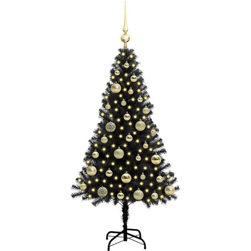 VidaXL Božićno drvce s 150 LED svjetlima s stalakom Crna 120 cm PVC Slike