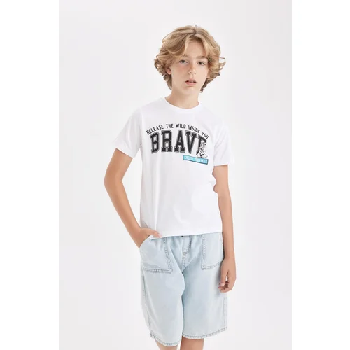 Defacto Boy's Crew Neck Printed Short Sleeve T-Shirt