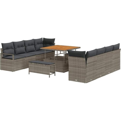  Sjedeća garnitura za vrt 11 kom. Siva poliratan 232 x 62 x 85 cm Slike