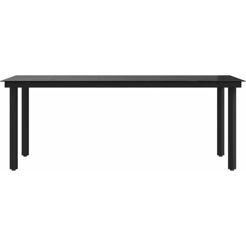 Vrtni blagovaonski stol crni 200 x 100 x 74 cm čelik i staklo Slike