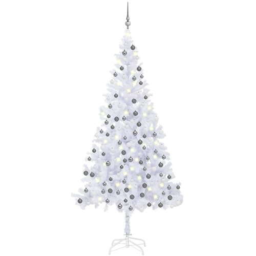 vidaXL umjetno božićno drvce LED s kuglicama L 240 cm bijelo Cijene