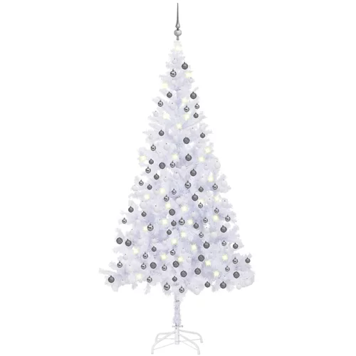 vidaXL umjetno božićno drvce LED s kuglicama L 240 cm bijelo