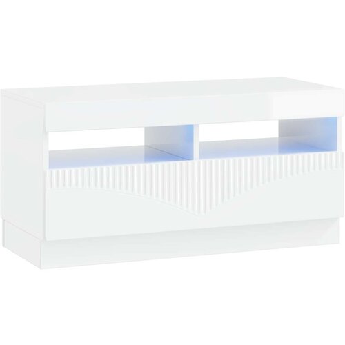 vidaXL LED TV kabinet Bijela visokog sjaja Konstruirano drvo - Bijela visokog sjaja Cijene