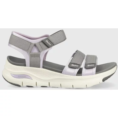 Skechers Sandale Arch Fit Fresh Bloom za žene, boja: siva, s platformom