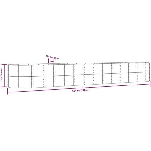  Povi&amp;scaron;ena vrtna gredica od čelika 554x100x68 cm srebrna Slike