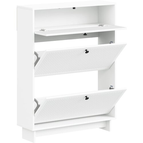  Ormar za cipele EDE 78 x 24 x 103 cm Konstruirano drvo Bijela Slike