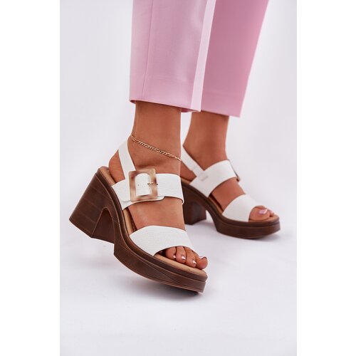 VINCEZA Ladies sandals on a chunky heel and platform White 17387 Cene