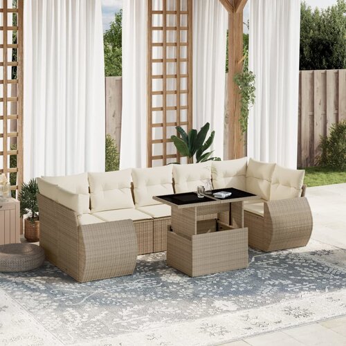 VidaXL 8-dijelni set vrtnih sofa od poliratana s jastucima bež Slike