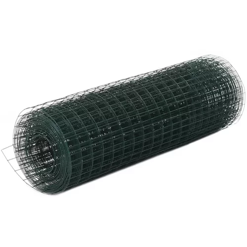 vidaXL Žičana mreža od čelika s PVC oblogom za kokoši 10 x 0 5 m zelena