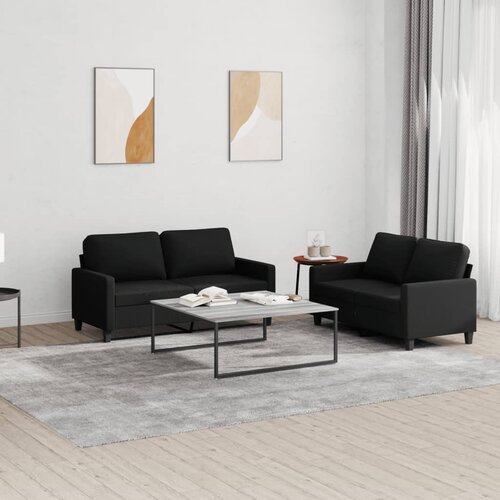  2-dijelni set sofa s jastucima crni od tkanine Crna Cene