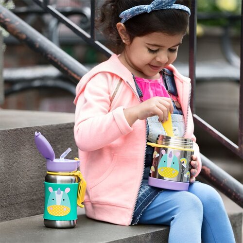 Skip Hop Zoo Straw Bottle steklenica za vodo iz nerjavnega jekla s slamico Unicorn 12 m+ 350 ml Slike