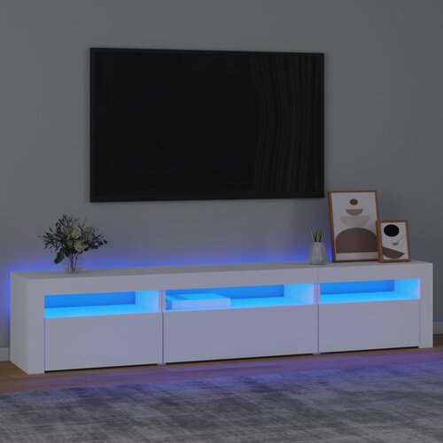 VidaXL TV omarica z LED lučkami bela 195x35x40 cm Slike