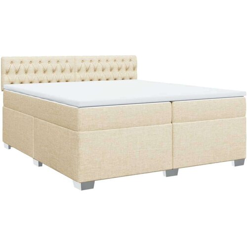 VidaXL Krevet s oprugama i madracem krem 200 x 200 cm od tkanine Slike