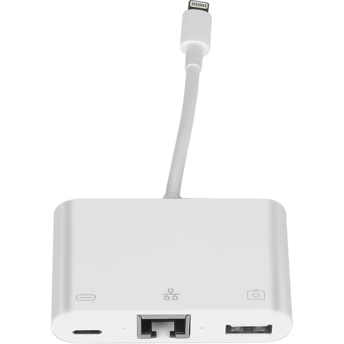 AVIZAR 3 v 1 adapter Lightning, USB / Ethernet / USB C - bel, (21262220)