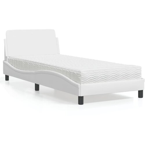  Krevet s madracem Dover bijeli 80 x 200 cm od umjetne kože Cene