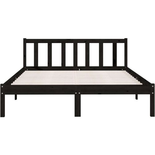 vidaXL Okvir za krevet crni od masivne borovine 135 x 190 cm UK bračni Cene