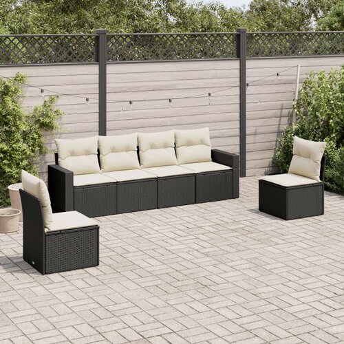 VidaXL 6-dijelni set vrtnih sofa s jastucima crni od poliratana Slike