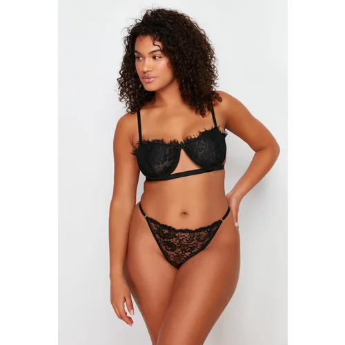 Trendyol Curve Black Lace Underwire Covered Underwear Set