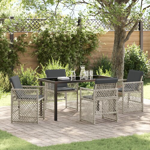 VidaXL 5-dijelni vrtni blagovaonski set s jastučićima svijetlosivi poly rattan Slike