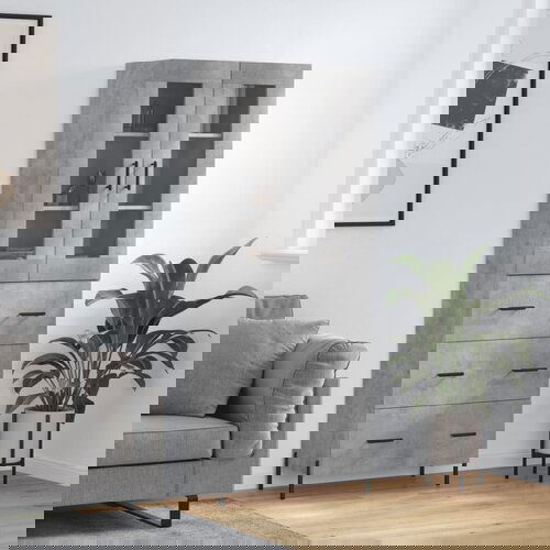 vidaXL Visoka komoda betonsko siva 69,5x34x180 cm inženirski les Cene