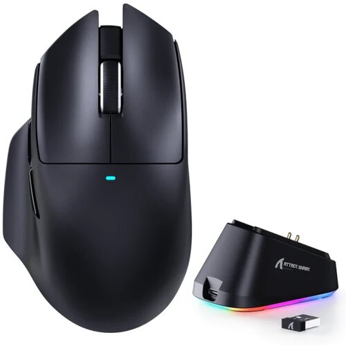 Attack Shark bežični gaming mi&amp;scaron; V6 PAW3311/25000 dpi/omron switches/black + charging dock Slike