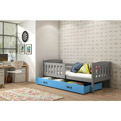 BMS Group Otroška postelja Kubus - 80x160 cm - grafit/modra