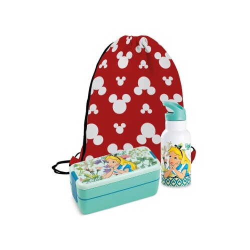 Egan Italy Set kutija za užinu, podesiva torba i termos Alice in Wonderland, Disney, 3 komada Slike