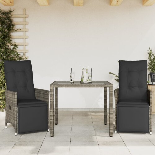 vidaXL 3-dijelni vrtni bistro set od poliratana s jastucima sivi Cijene