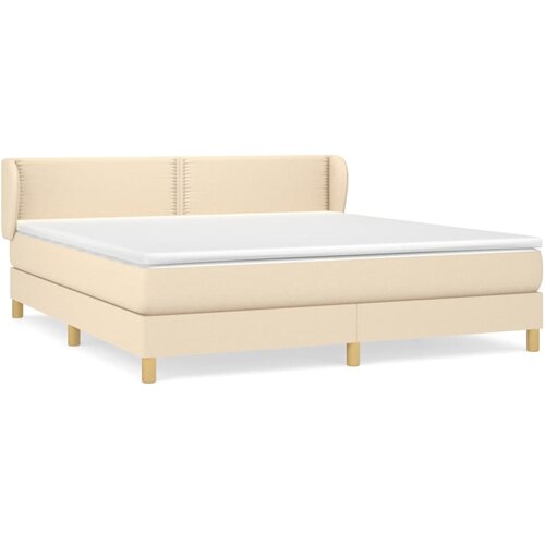VidaXL Box spring postelja z vzmetnico krem 160x200 cm blago, (20897567) Slike