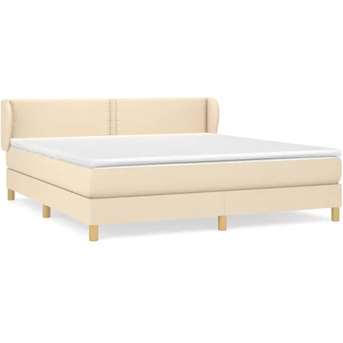 vidaXL Box spring postelja z vzmetnico krem 160x200 cm blago, (20897567)