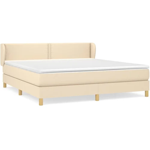 vidaXL Box spring postelja z vzmetnico krem 160x200 cm blago, (20897567) vidaXL Box spring postelja z vzmetnico krem 160x200 cm blago, (20897567)