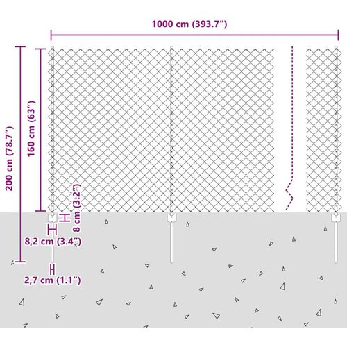  Mrežasta ograda sa 20 U stubova Siva 1 6x10 m Čelik Slike