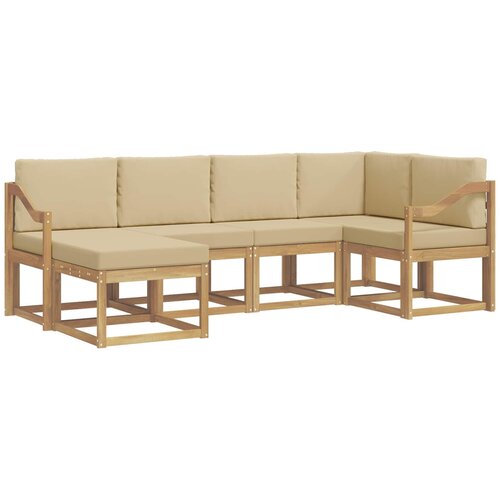 vidaXL Zunanja garnitura za sedenje 6 pcs Bela in bež Poliester, (5000281032) Cene
