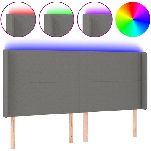  LED uzglavlje tamnosivo 203 x 16 x 118/128 cm od tkanine Slike
