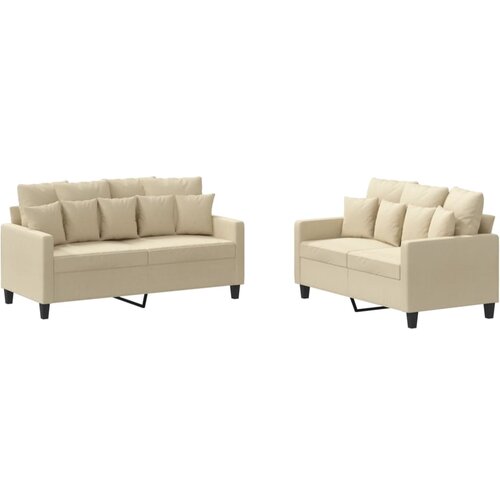 Maison Chic Sedežna garnitura - kavč 2-delna z blazinami krem blago, (21729050) Cene