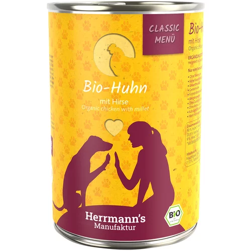 Herrmanns Ekonomično pakiranje Bio-Menu 24 x 400 g - Bio piletina s bio prosom
