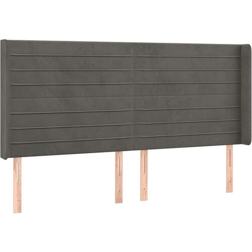  Uzglavlje s u&amp;scaron;ima tamnosivi 163x16x118/128 cm bar&amp;scaron;unasti Slike