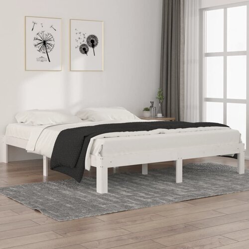The Living Store Posteljni okvir bel iz trdne borovine 160x200 cm - Posteljni Okvir, (21530395) Slike