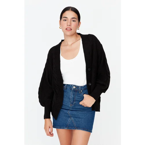 Trendyol Black Wide Fit Knitwear Cardigan