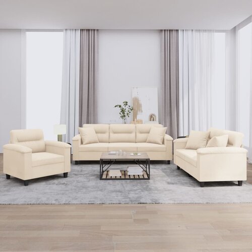  3-dijelni set sofa s jastucima bež od mikrovlakana Cijene