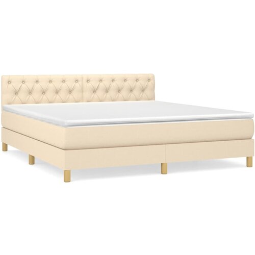 vidaXL Krevet s oprugama i madracem krem 160x200 cm od tkanine Cijene