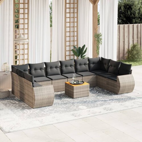 VidaXL 11-dijelni set vrtnih sofa od poliratana s jastucima sivi Slike