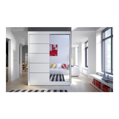 Art Invest Klizni plakar Cameron III Belo/Belo sa ogledalom 1500X2000X580 Cene