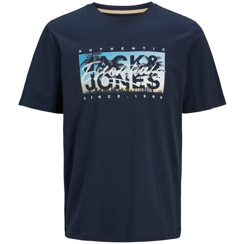 Jack & Jones Majica 'JJColton' nočno modra / svetlo modra / bela Cene