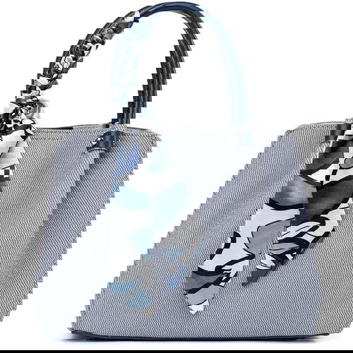 Shelvt Blue medium handbag with a decorative scarf Slike