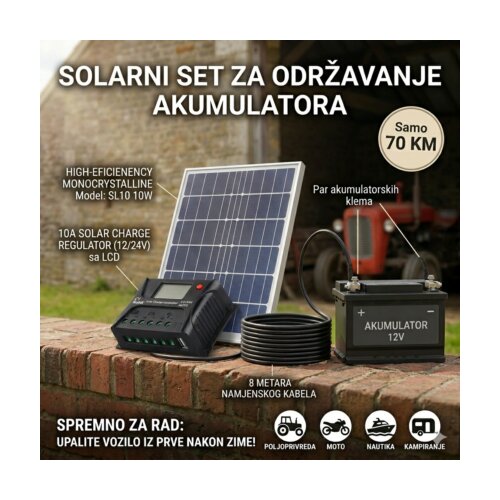  Solarni Set za Održavanje Akumulatora (10W / 8 Metara kabela) Slike