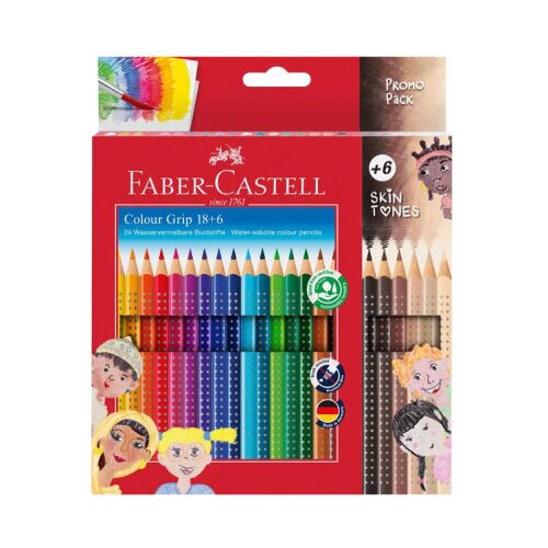 Amphora Set drvenih bojica Faber-Castell Skin Tones + Grip, 24 komada Slike
